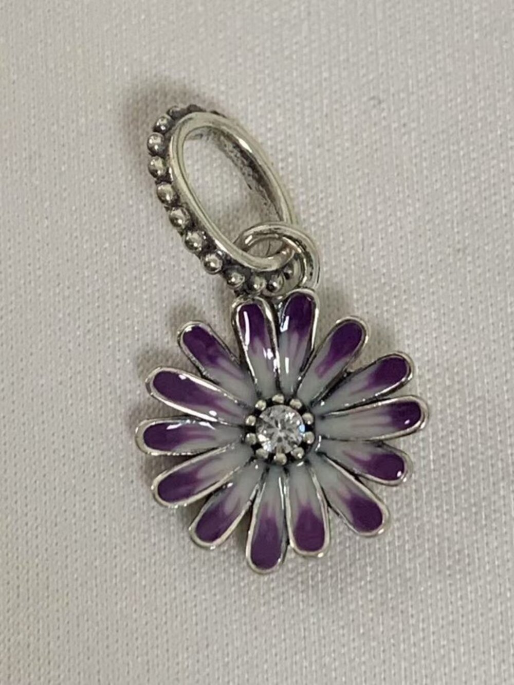 Purple Daisy Dangle Pandora Charm, S925 Silver Jewelry